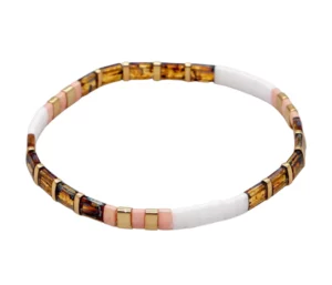 white, gold, blush and tortoise bracelet