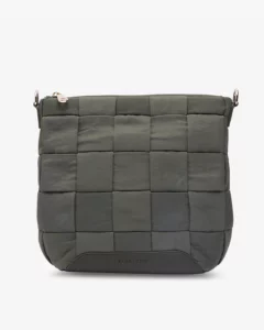 khaki crossbody bag in fabric with zip on top
